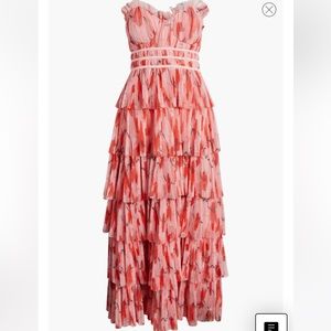 Monaco Strapless Ruffle Tiered Plissé Gown